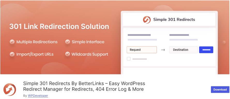 افزونه Simple 301 Redirects By BetterLinks