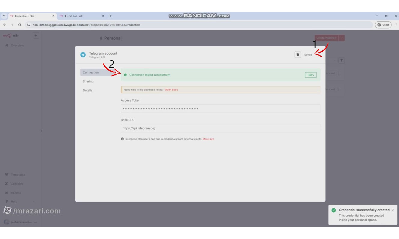 ارتباط موفق با api تلگرام