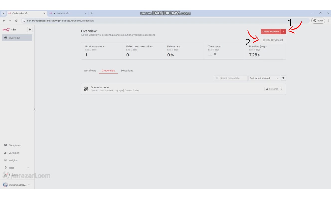 اضافه کردن workflow به n8n