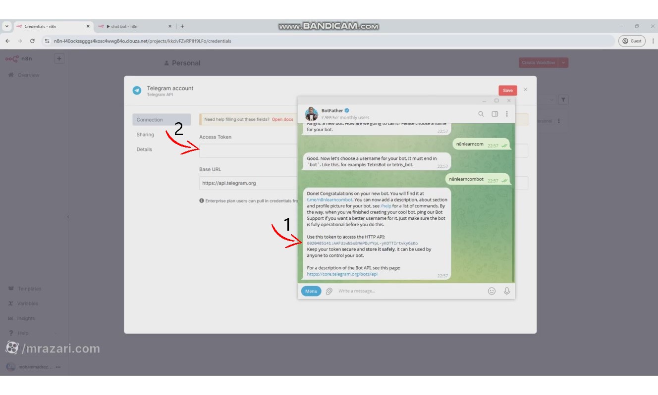 ذخیره توکن ربات در telegram api